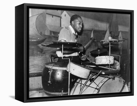 African American Drummer in Orchestra in Memphis Juke Joint, Tennessee, October, 1939-null-Framed Stretched Canvas