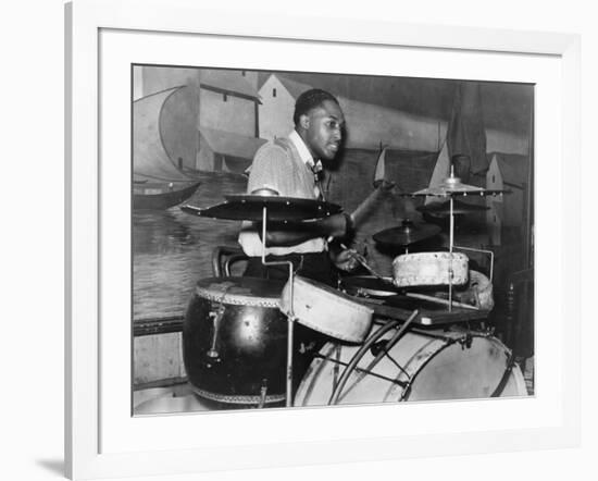 African American Drummer in Orchestra in Memphis Juke Joint, Tennessee, October, 1939-null-Framed Photo