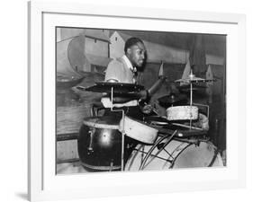 African American Drummer in Orchestra in Memphis Juke Joint, Tennessee, October, 1939-null-Framed Photo