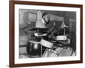 African American Drummer in Orchestra in Memphis Juke Joint, Tennessee, October, 1939-null-Framed Photo