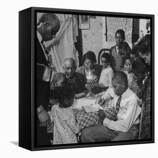 African American Family in the Memphis Area, Where Richard Wright Wrote the Book Called "Black Boy"-Ed Clark-Framed Stretched Canvas