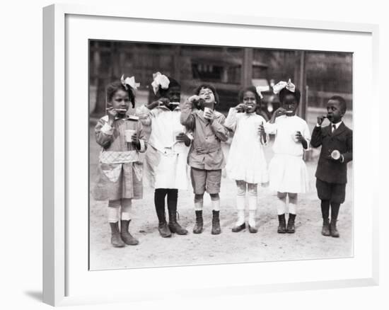 African American First Graders Learn to Brush their Teeth in School, 1910-null-Framed Photo
