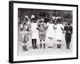 African American First Graders Learn to Brush their Teeth in School, 1910-null-Framed Photo