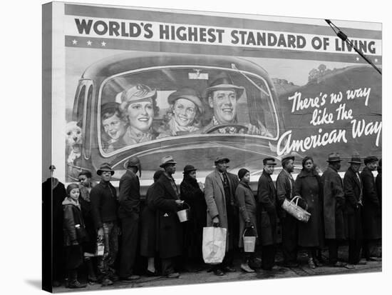 African American Flood Victims Lined Up to Get Food and Clothing From Red Cross Relief Station-Margaret Bourke-White-Stretched Canvas