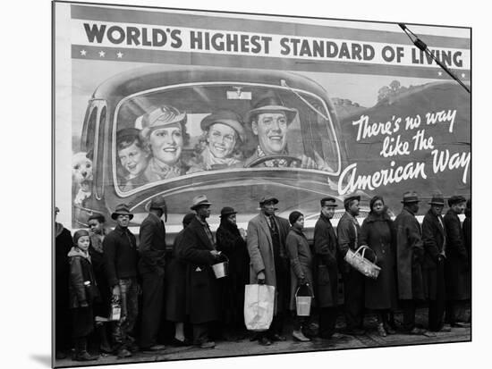 African American Flood Victims Lined Up to Get Food and Clothing From Red Cross Relief Station-Margaret Bourke-White-Mounted Photographic Print