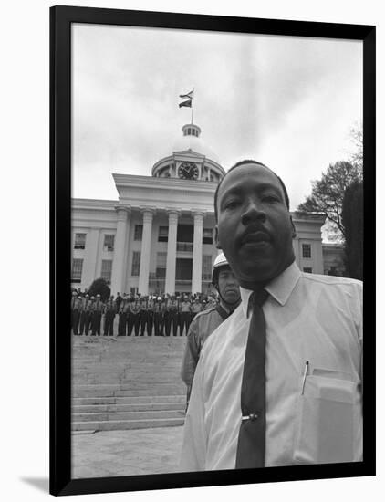 African American Integration Civil Rights Marchers State Troopers-null-Framed Photographic Print