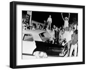 African American Jeer Police During the 1965 Watts Riots-null-Framed Photo