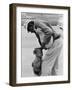 African American Man Comforts Crying Child Photograph-Lantern Press-Framed Art Print