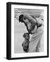 African American Man Comforts Crying Child Photograph-Lantern Press-Framed Art Print