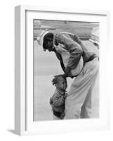African American Man Comforts Crying Child Photograph-Lantern Press-Framed Art Print