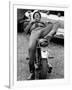 African American Man Relaxing on His Motocycle During Motorcycle Races near Detroit, Michigan-John Shearer-Framed Photographic Print