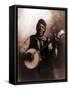 African American Man Seated and Holding Banjo, 1911-null-Framed Stretched Canvas