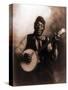 African American Man Seated and Holding Banjo, 1911-null-Stretched Canvas