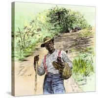 African-American Man Traveling on Foot-null-Stretched Canvas