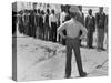 African American Marine Recruits Line Up to Begin Basic Training-null-Stretched Canvas