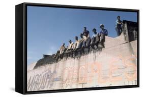 African American Members of the Street Gang 'Devil's Disciples' on a Graffiti Wall, 1968-Declan Haun-Framed Stretched Canvas