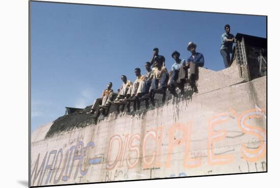 African American Members of the Street Gang 'Devil's Disciples' on a Graffiti Wall, 1968-Declan Haun-Mounted Photographic Print