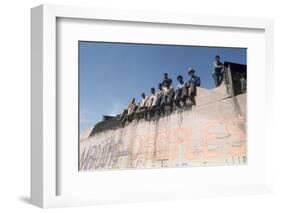 African American Members of the Street Gang 'Devil's Disciples' on a Graffiti Wall, 1968-Declan Haun-Framed Photographic Print