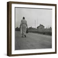 African American Midwife Carrying Her Medical Bag on a Dirt Road in Georgia-null-Framed Premium Photographic Print