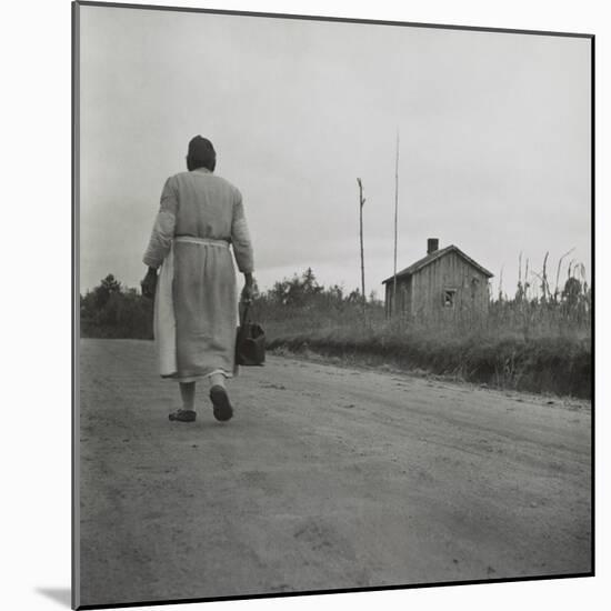 African American Midwife Carrying Her Medical Bag on a Dirt Road in Georgia-null-Mounted Premium Photographic Print