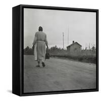 African American Midwife Carrying Her Medical Bag on a Dirt Road in Georgia-null-Framed Stretched Canvas