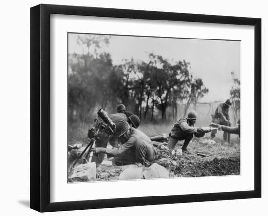 African American Mortar Company of the 92nd Division in Combat Near Massa-null-Framed Photo