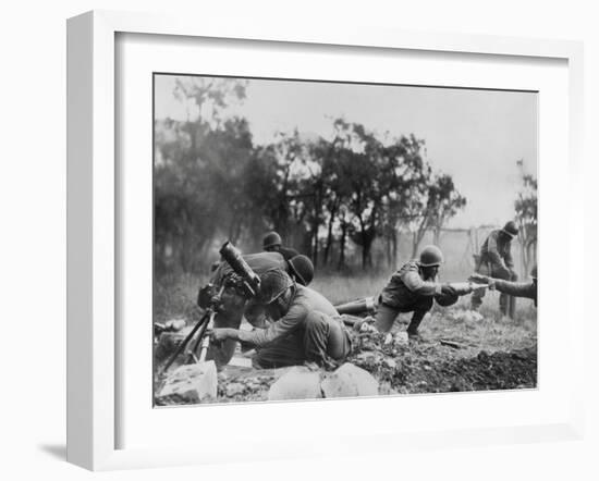 African American Mortar Company of the 92nd Division in Combat Near Massa-null-Framed Photo