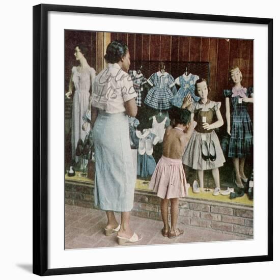 African American Ondria Thornton Window Shopping W. Her Granddaughter Ondria Tanner-null-Framed Photographic Print