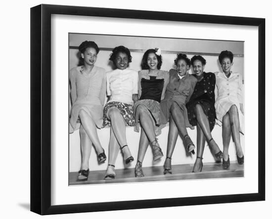 African American Pin-Up Girls at Naval Air Station's Spring Formal Dance During World War 2-null-Framed Photo