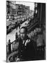 African American Poet/Writer Langston Hughes Standing on the Stoop in Front of His House in Harlem-Robert W^ Kelley-Mounted Premium Photographic Print