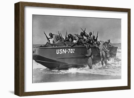 African American Sailors Training for Amphibious Landings at Near Norfolk-null-Framed Photo