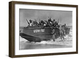 African American Sailors Training for Amphibious Landings at Near Norfolk-null-Framed Photo