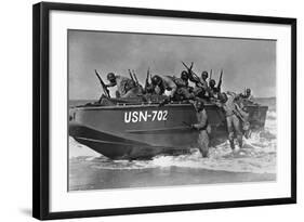 African American Sailors Training for Amphibious Landings at Near Norfolk-null-Framed Photo