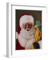 African American Saint Nick Arrives-Walt Johnson-Framed Art Print