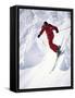 African-American Skier in Red-null-Framed Stretched Canvas