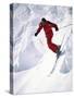 African-American Skier in Red-null-Stretched Canvas