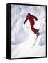 African-American Skier in Red-null-Framed Stretched Canvas