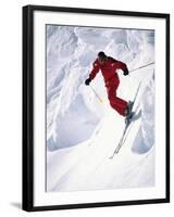 African-American Skier in Red-null-Framed Photographic Print