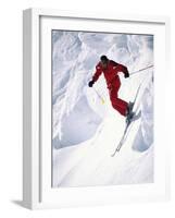 African-American Skier in Red-null-Framed Photographic Print