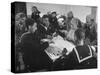 African American Soldiers and Sailors Playing Cards at the USO Recreation Center-null-Stretched Canvas