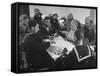 African American Soldiers and Sailors Playing Cards at the USO Recreation Center-null-Framed Stretched Canvas