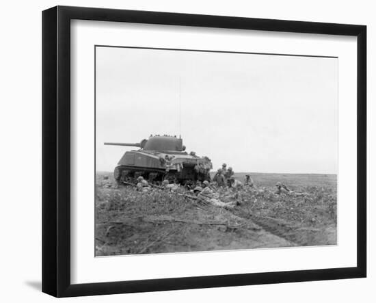 African American Soldiers Prepare to Advance with a Tank Along Empress Augusta Bay, Bougainville-null-Framed Photo