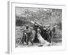 African American Soldiers Set Up a 155mm Howitzer Field Battery in France-null-Framed Photo