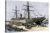 African-American Stevedores Loading Cotton on a Ship in Charlestown, South Carolina, c.1870-null-Stretched Canvas