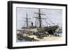 African-American Stevedores Loading Cotton on a Ship in Charlestown, South Carolina, c.1870-null-Framed Giclee Print