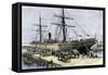 African-American Stevedores Loading Cotton on a Ship in Charlestown, South Carolina, c.1870-null-Framed Stretched Canvas