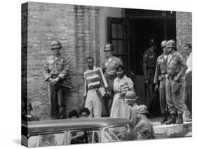 African American Students Being Escorted at School by Federal Troops-null-Stretched Canvas