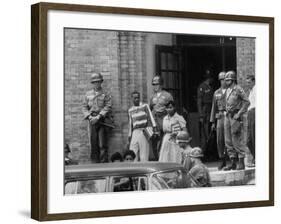 African American Students Being Escorted at School by Federal Troops-null-Framed Photographic Print