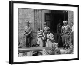 African American Students Being Escorted at School by Federal Troops-null-Framed Photographic Print