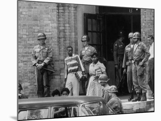 African American Students Being Escorted at School by Federal Troops-null-Mounted Photographic Print